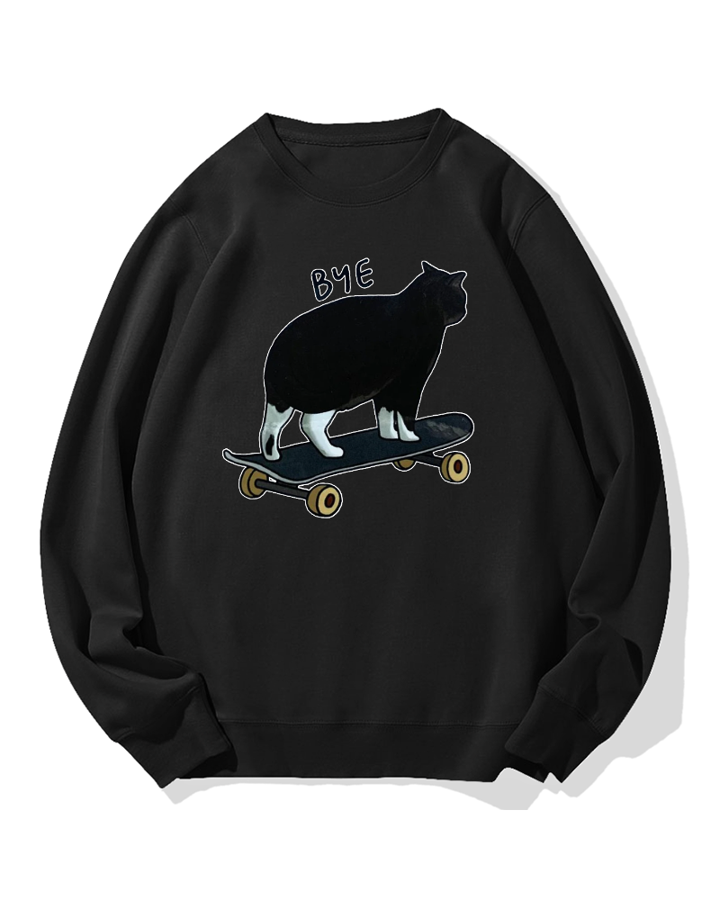 Cat On Skateboard Cotton Sweatshirt