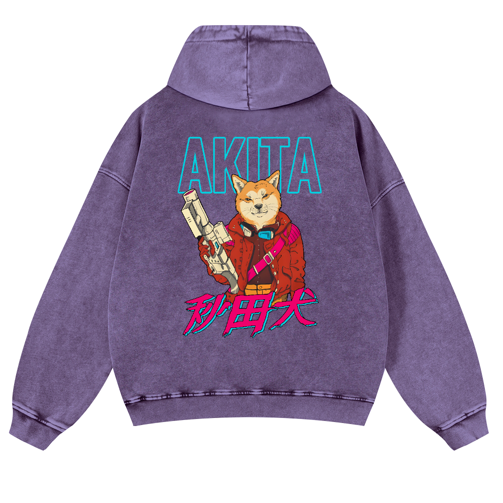 Akita Vintage Washed Cotton Back Art Hoodie