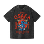 Osaka Dotonbori Drunken Octopus Vintage Wash Japanese Design T-Shirt