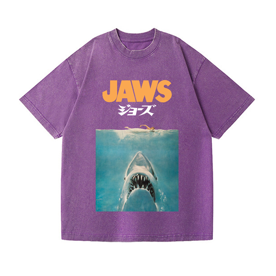 Jaws Shark Vintage Wash Japanese Design T-Shirt