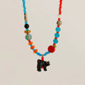 Black cat beaded necklace
