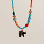 Black cat beaded necklace