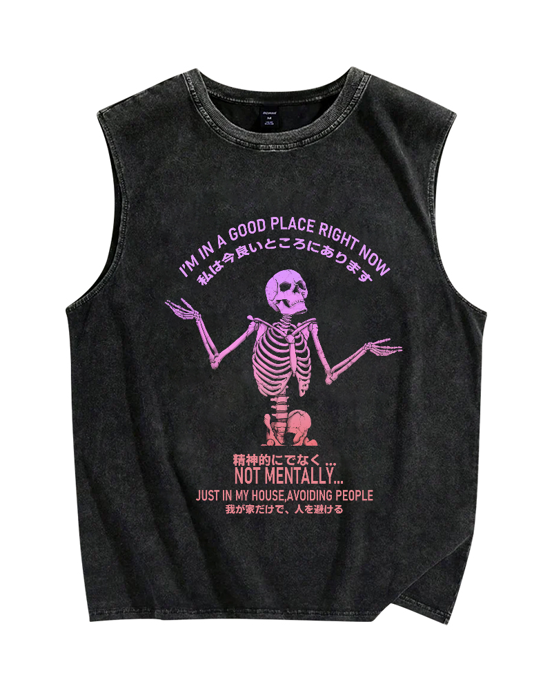 Good Place Vintage Distressed Washed Tank Top