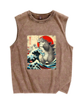 Catzila Vintage Distressed Washed Tank Top