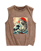 Catzila Vintage Distressed Washed Tank Top
