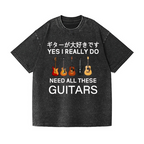 Guitars Vintage Wash Japanese Design T-Shirt