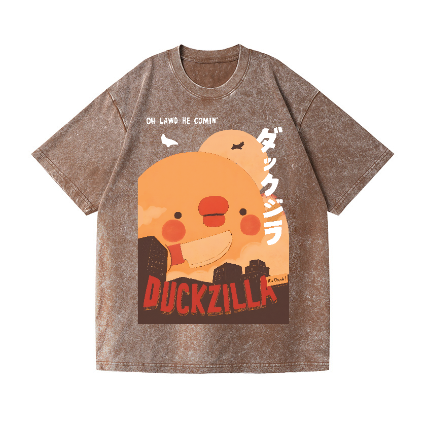 Duck Godzilla Vintage Wash Japanese Design T-Shirt