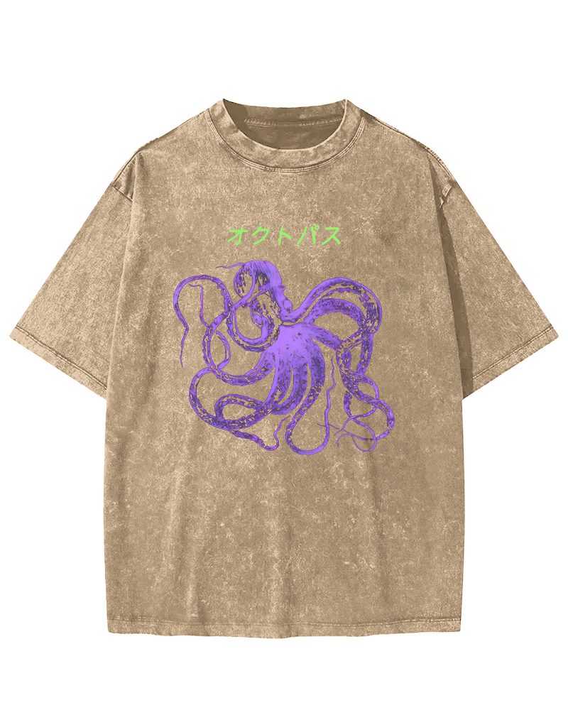 Japanese Octopus Vintage Washed T-shirt