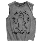 Dancing Cat Vintage Distressed Washed Tank Top