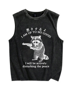 Raccoon Disturbing The Peace Vintage Distressed Washed Tank Top