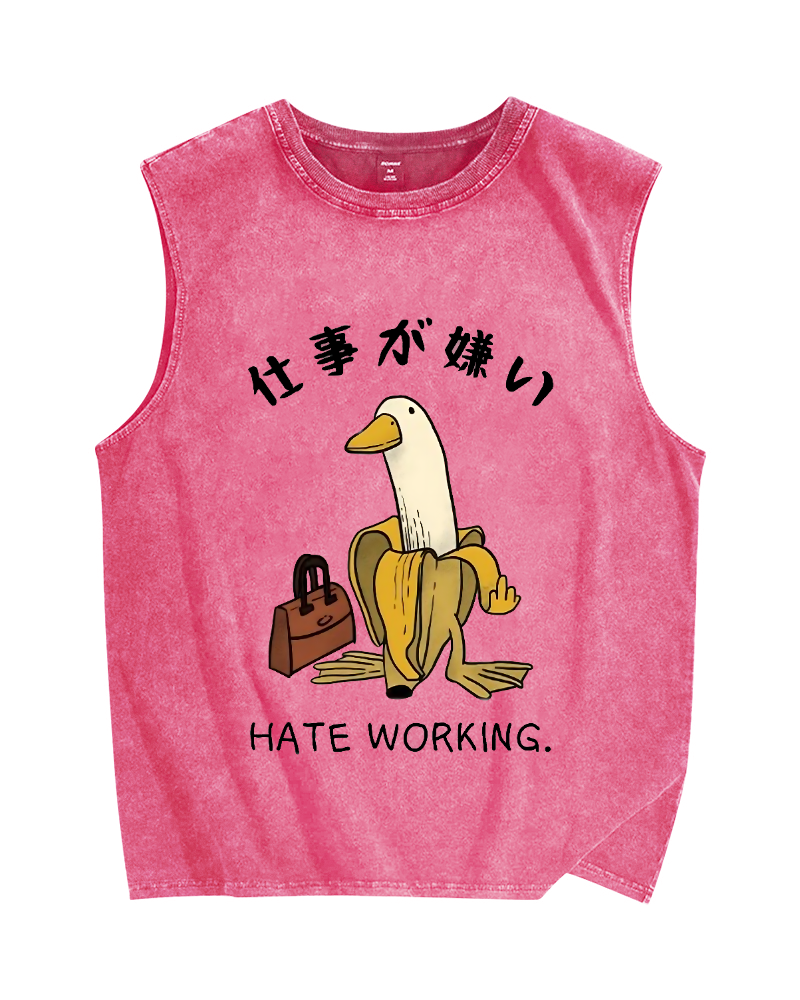 Hate Working Vintage Distressed Washed Tank Top
