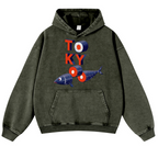 Tokyo Sushi Fish Vintage Washed Thick Cotton Hoodie