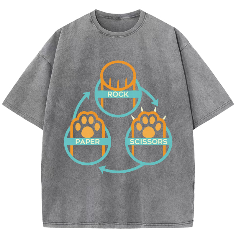 Rock Paper Scissors Paws Washed T-Shirt