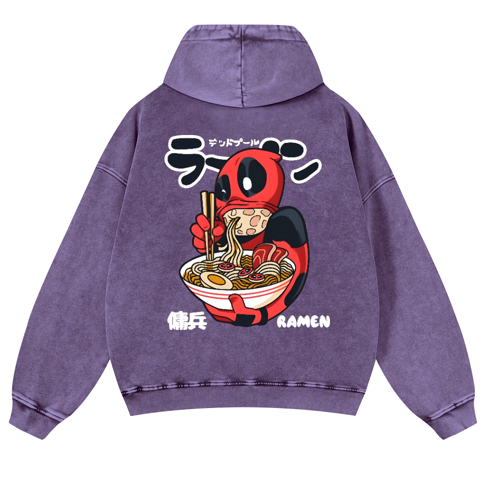 Ramen Hero Vintage Washed Cotton Back Art Hoodie