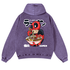Ramen Hero Vintage Washed Cotton Back Art Hoodie