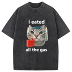 I Eated All The Gas Cat Funny Washed T-Shirt