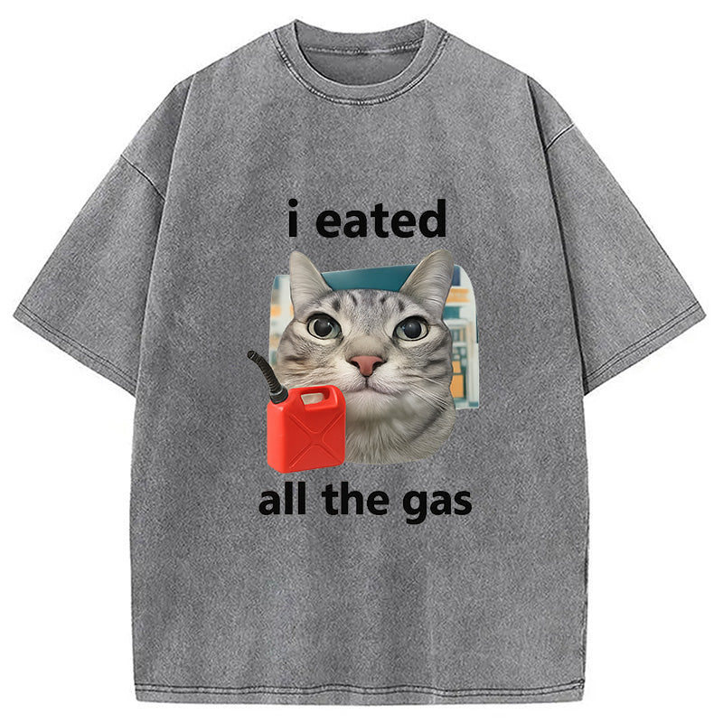 I Eated All The Gas Cat Funny Washed T-Shirt