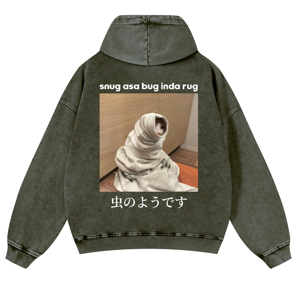 Snug Cat Vintage Washed Cotton Back Art Hoodie