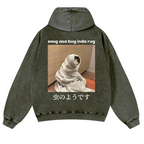 Snug Cat Vintage Washed Cotton Back Art Hoodie