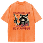 Strawberry Jams Glock Funny Raccoon Washed T-Shirt