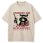 Strawberry Jams Glock Funny Raccoon Washed T-Shirt