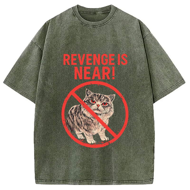 Revenge Is Near! Cat Washed T-Shirt