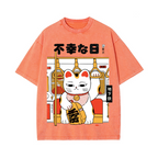 Unlucky Day Cat Vintage Wash Japanese Design T-Shirt