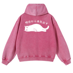 Cat Vintage Washed Cotton Back Art Hoodie