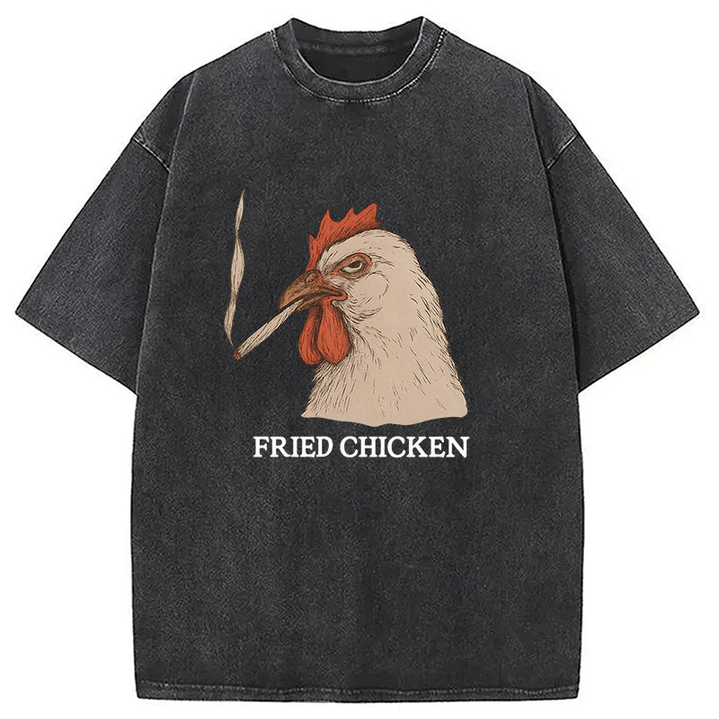 Fried Chicken 420 Smoking Meme Washed T-Shirt