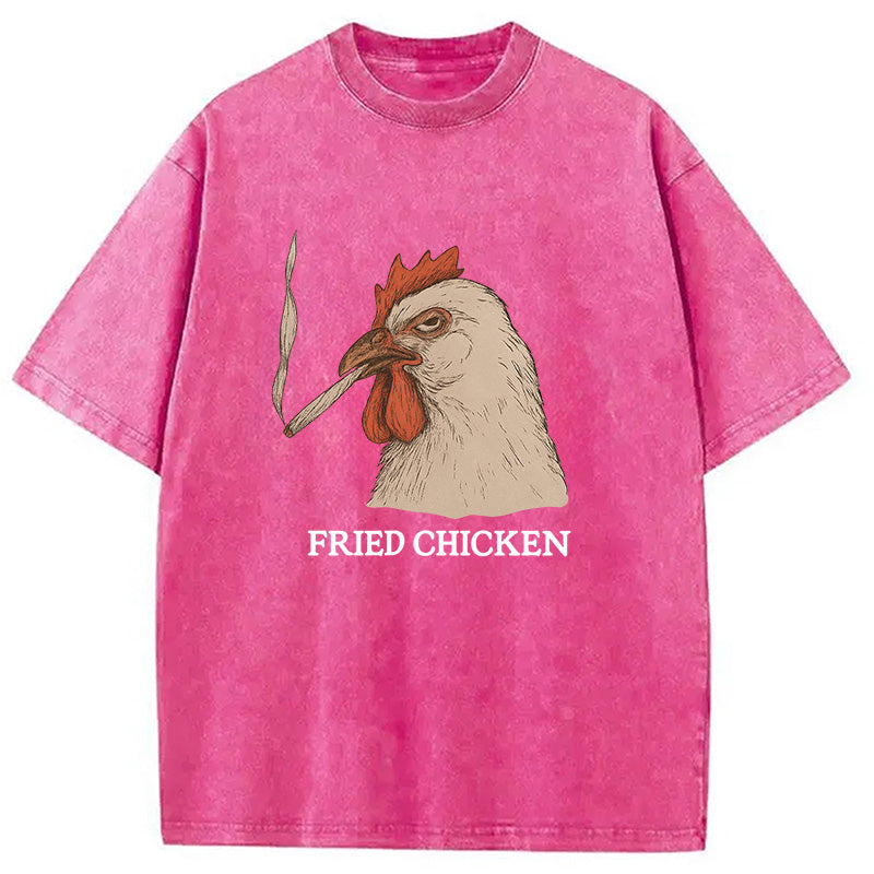 Fried Chicken 420 Smoking Meme Washed T-Shirt