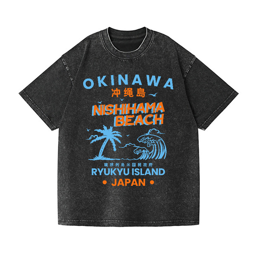 Okinawa Vintage Wash Japanese Design T-Shirt