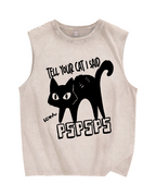 Attract Cats Vintage Distressed Washed Tank Top