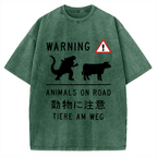 Animal On Road Vintage Washed T-shirt