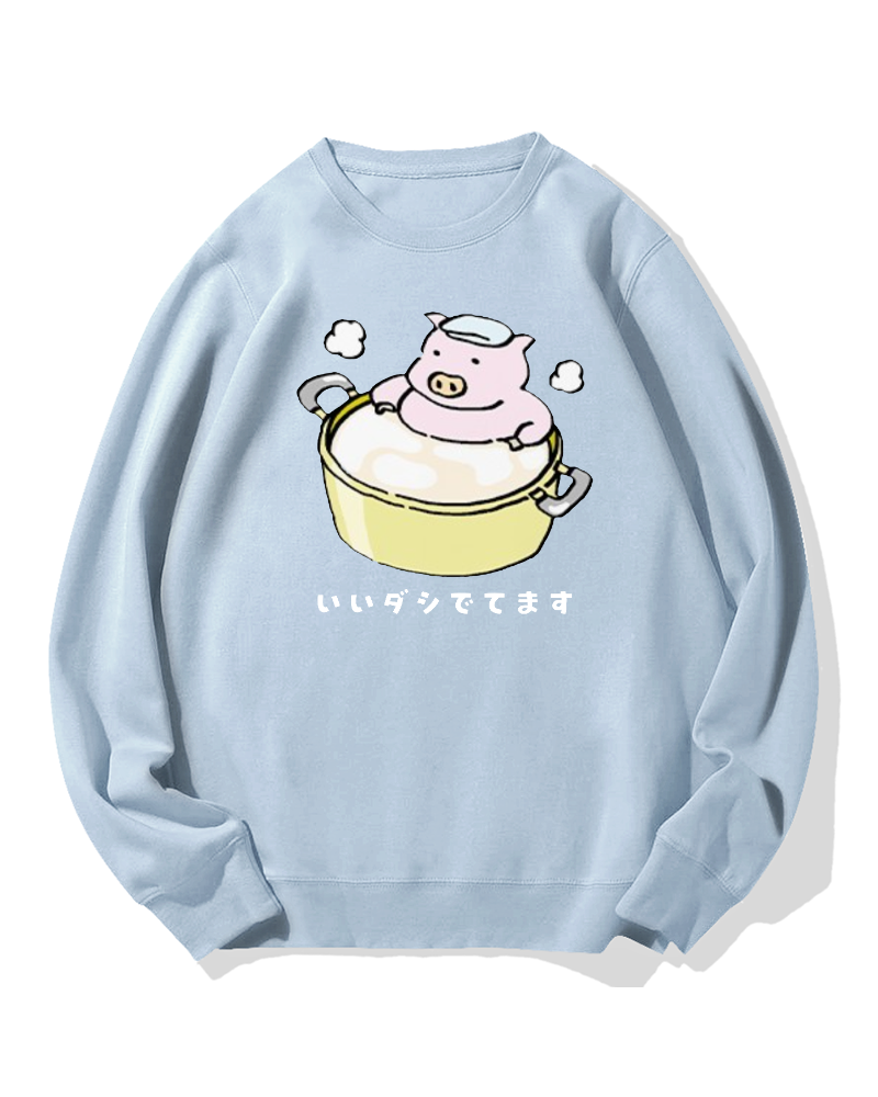 Piggy Onsen Cotton Sweatshirt