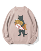 Cat holding taiyaki Cotton Sweatshirt