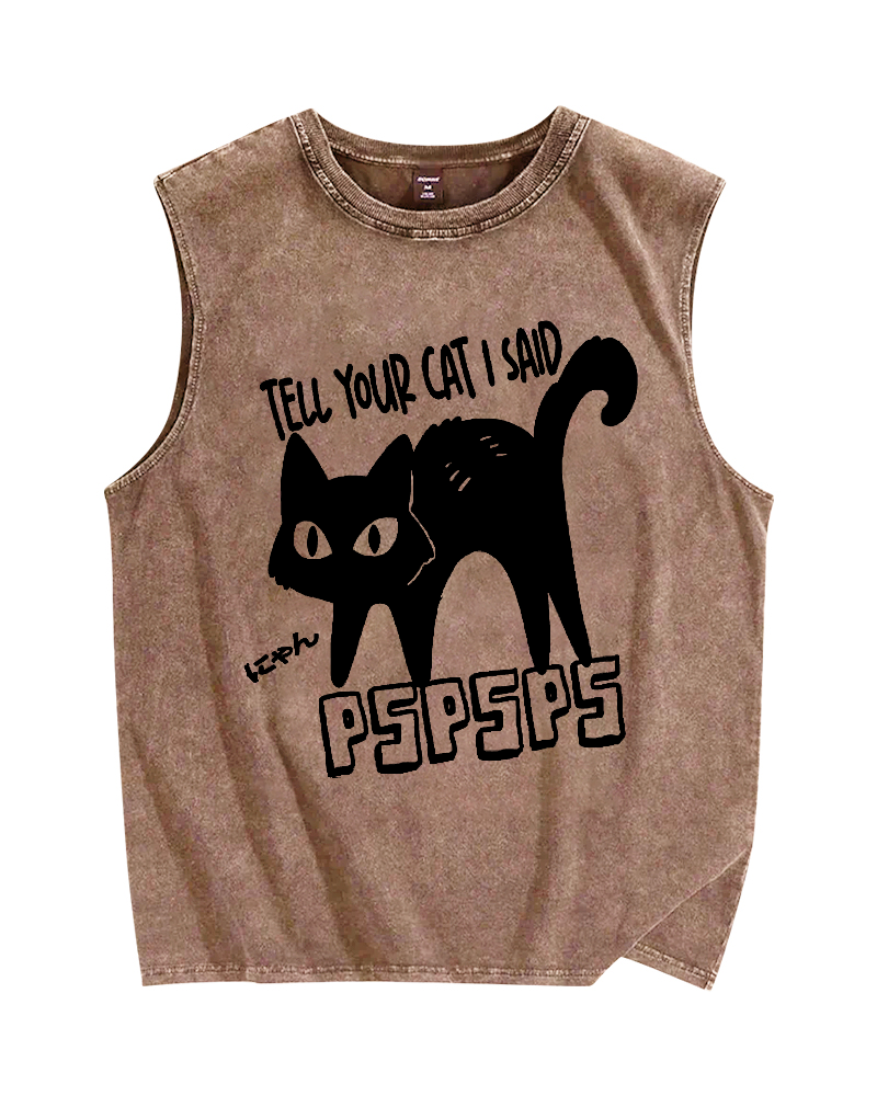 Attract Cats Vintage Distressed Washed Tank Top