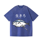 The Living Fish Vintage Wash Japanese Design T-Shirt
