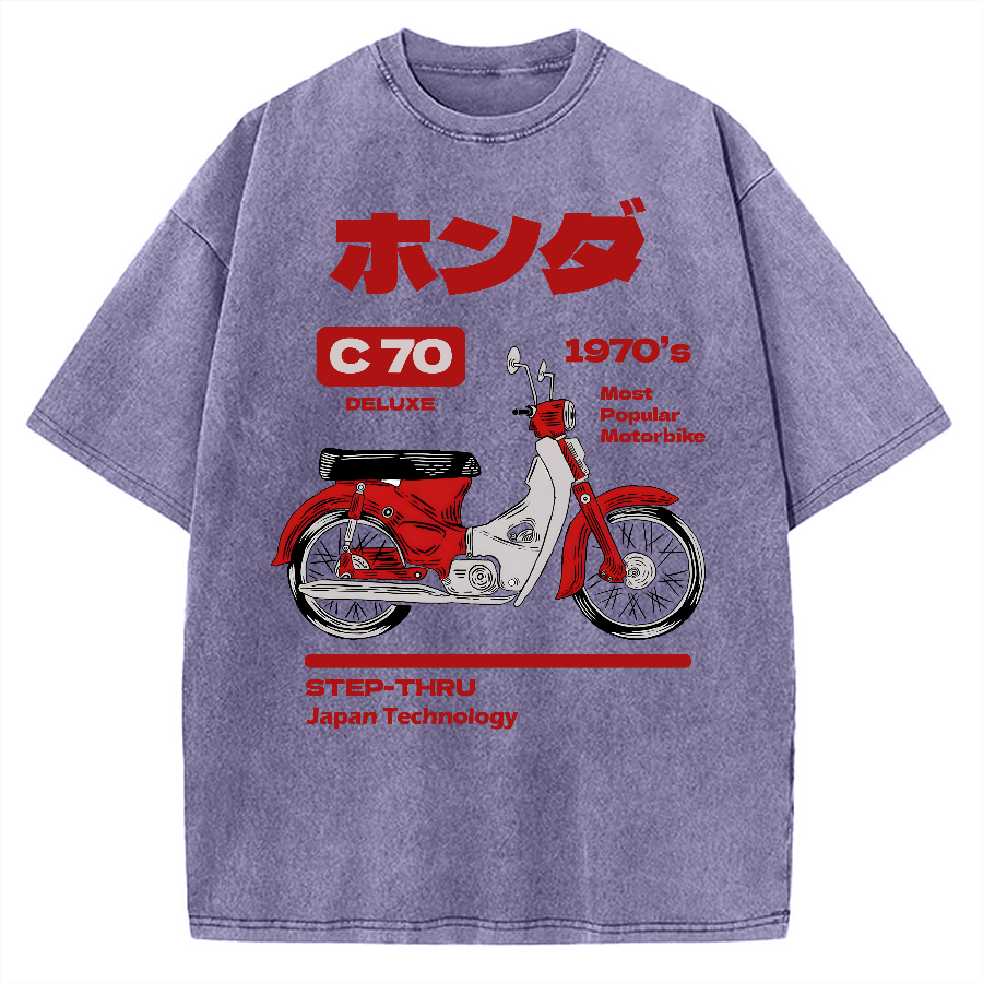 C70 Retro Motorcycle Vintage Washed T-shirt