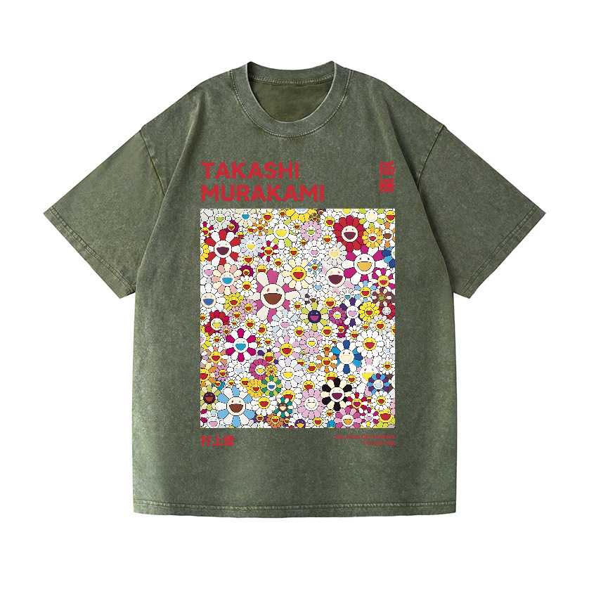 Japan Flower Vintage Wash Japanese Design T-Shirt