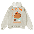 Capybara Vintage Washed Cotton Back Art Hoodie