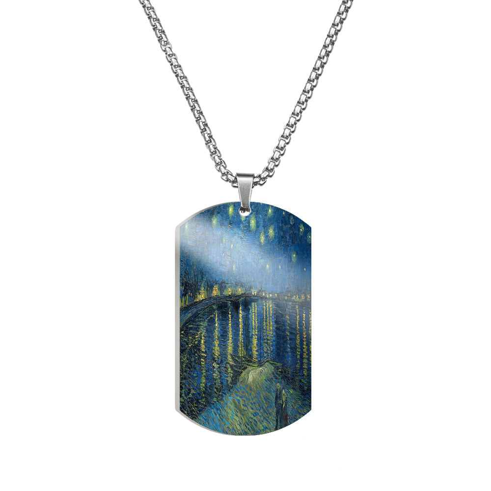 Van Gogh Art Stainless Steel Dog Tag Necklace