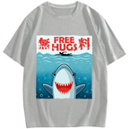 Free Shark Hug Cotton casual T-shirt
