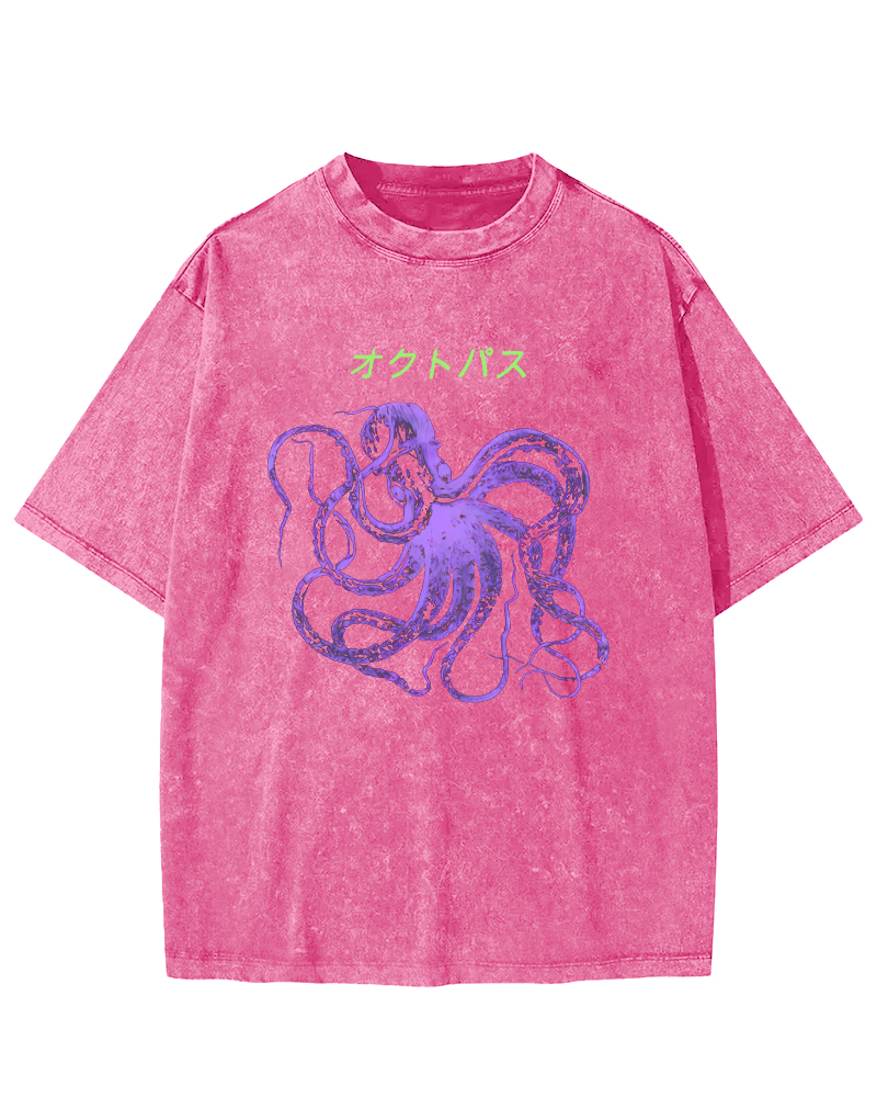 Japanese Octopus Vintage Washed T-shirt