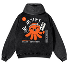 Osaka Dotonbori Takoyaki Vintage Washed Cotton Back Art Hoodie