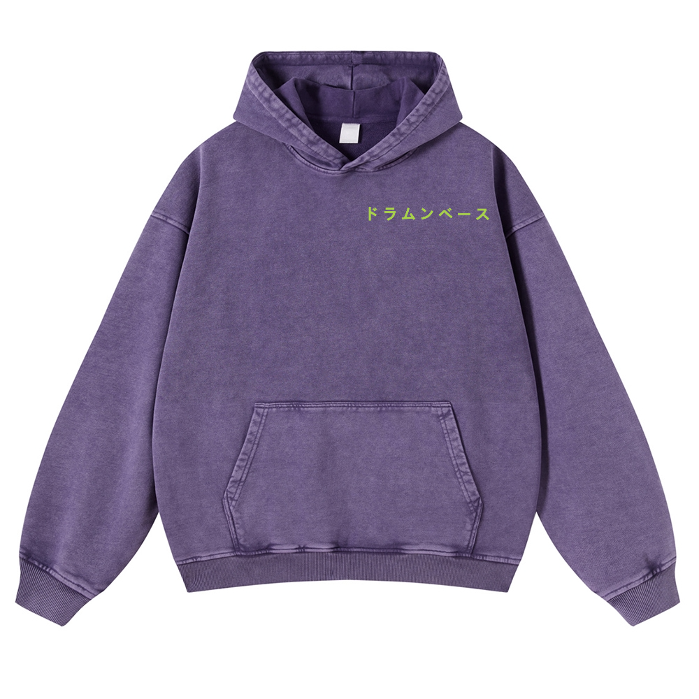 Drum & Bass Vintage Washed Cotton Back Art Hoodie