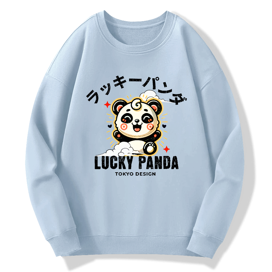 Lucky Panda Cotton Pullover Sweatshirt