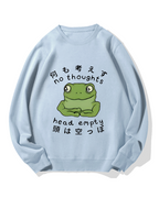 No Thoughts Head Empty Frog Cotton Sweatshirt