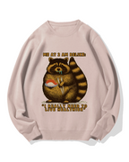 Raccoon Eating Sushi Cotton Sweatshirt
