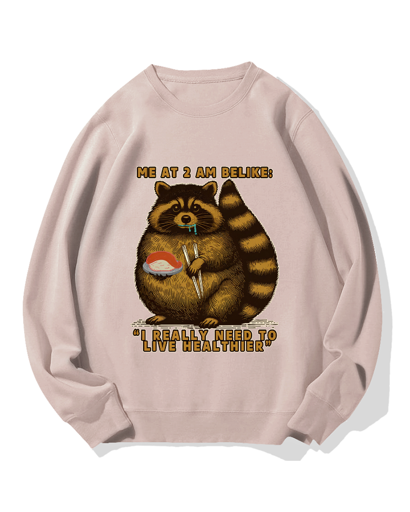 Raccoon Eating Sushi Cotton Sweatshirt