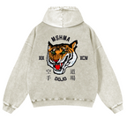 Mshma Dojo Tiger Vintage Washed Cotton Back Art Hoodie